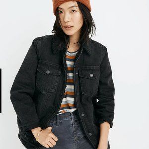 Madewell Oversized Jean Jacket in Gallagher Black: Sherpa Edition